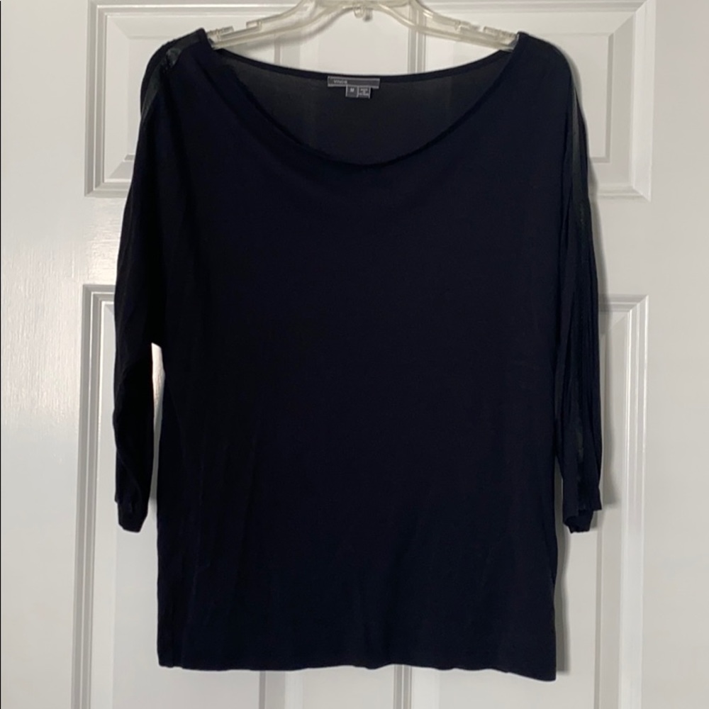 Vince black three quarter sleeve shirt